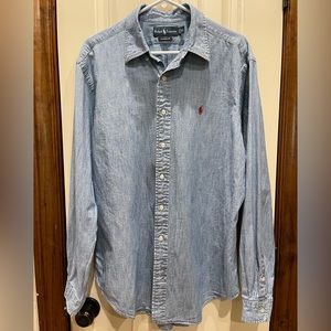 EUC Vintage Men’s XL Classic Fit Ralph Lauren denim button down shirt